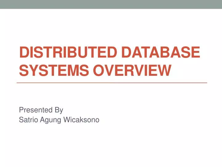 distributed database systems overview