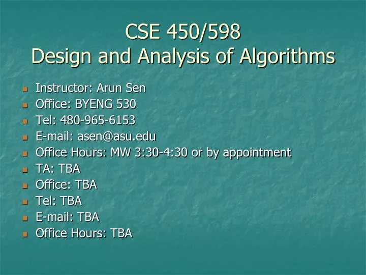 cse 450 598 design and analysis of algorithms