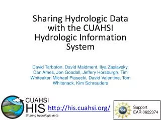 Sharing Hydrologic Data with the CUAHSI Hydrologic Information System