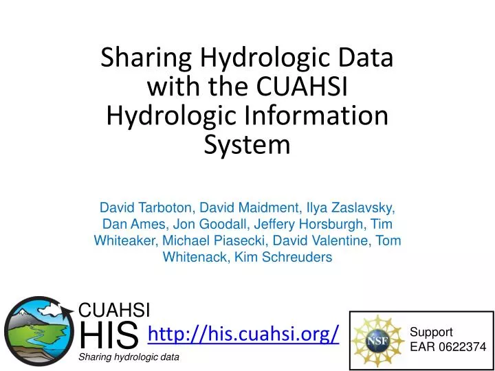 sharing hydrologic data with the cuahsi hydrologic information system