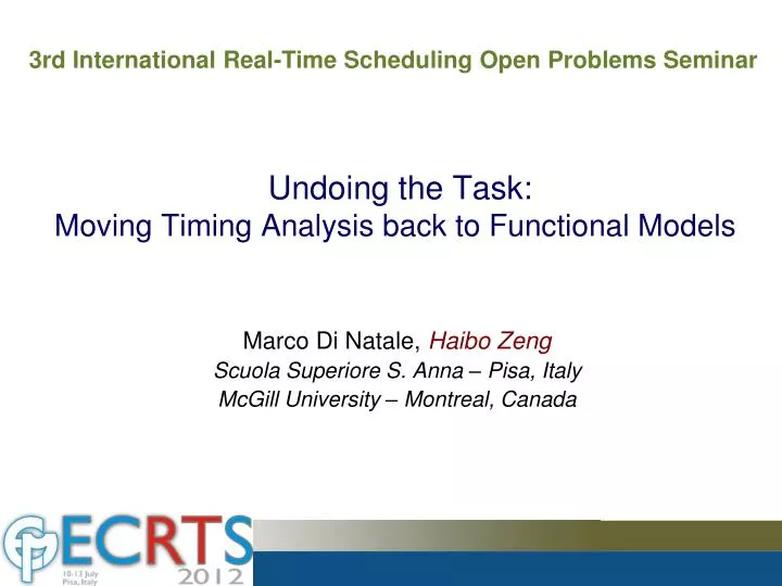 undoing the task moving timing analysis back to functional models
