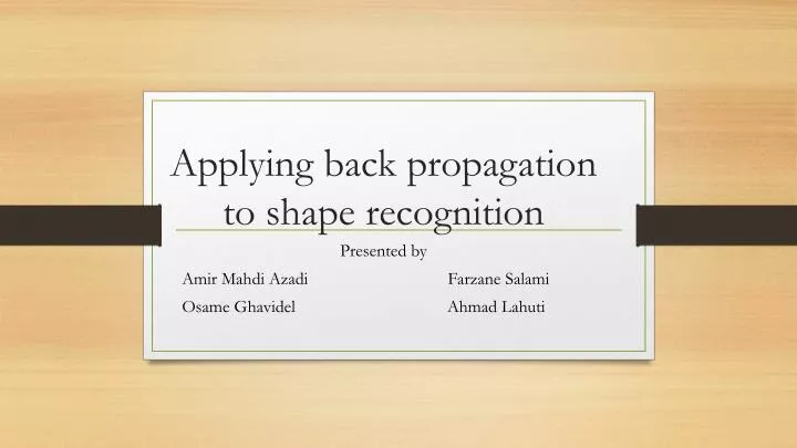 applying back propagation to shape recognition