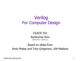 Verilog For Computer Design