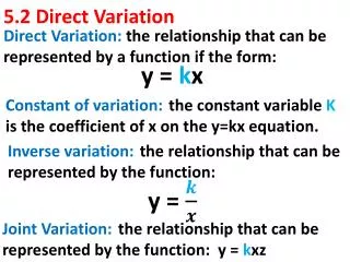 5.2 Direct Variation