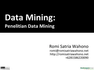 Data Mining: P enelitian Data Mining