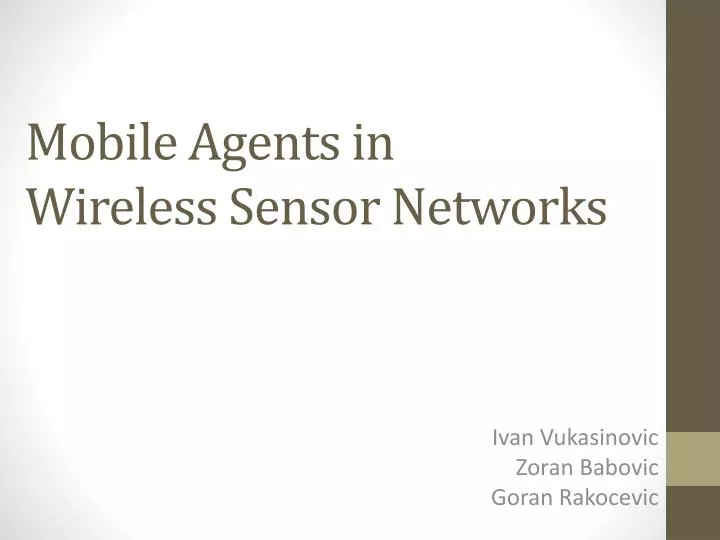 mobile agents in wireless sensor networks