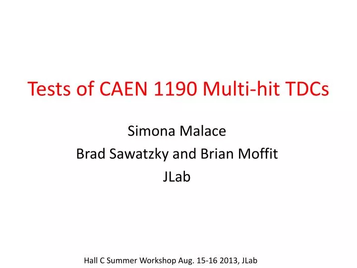 tests of caen 1190 multi hit tdcs