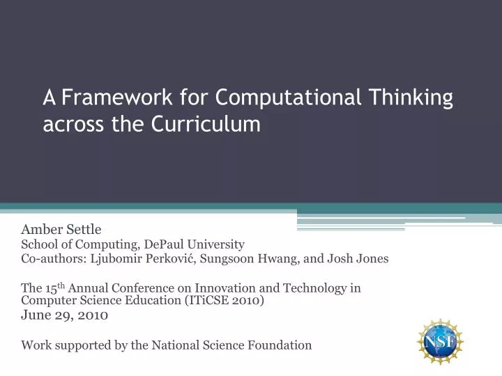 a framework for computational thinking across the curriculum