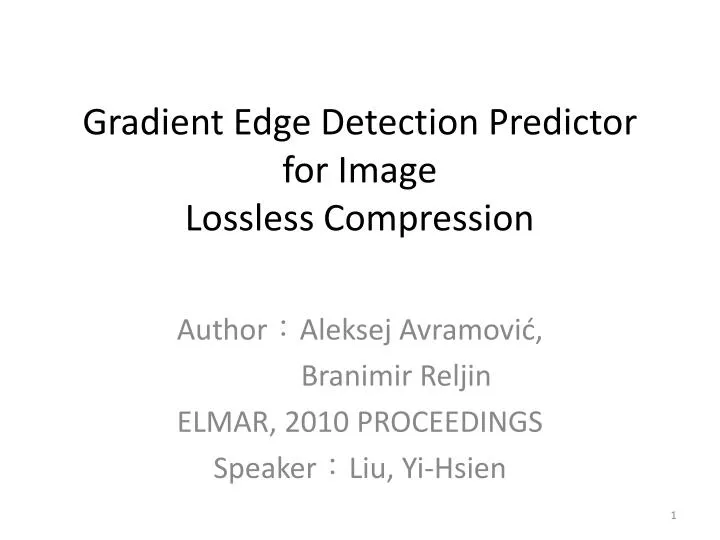 gradient edge detection predictor for image lossless compression