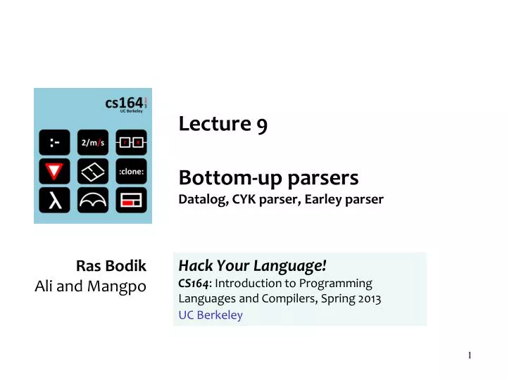 lecture 9 bottom up parsers datalog cyk parser earley parser