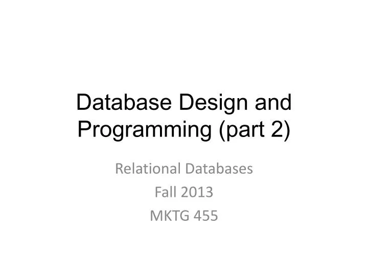 database design and programming part 2