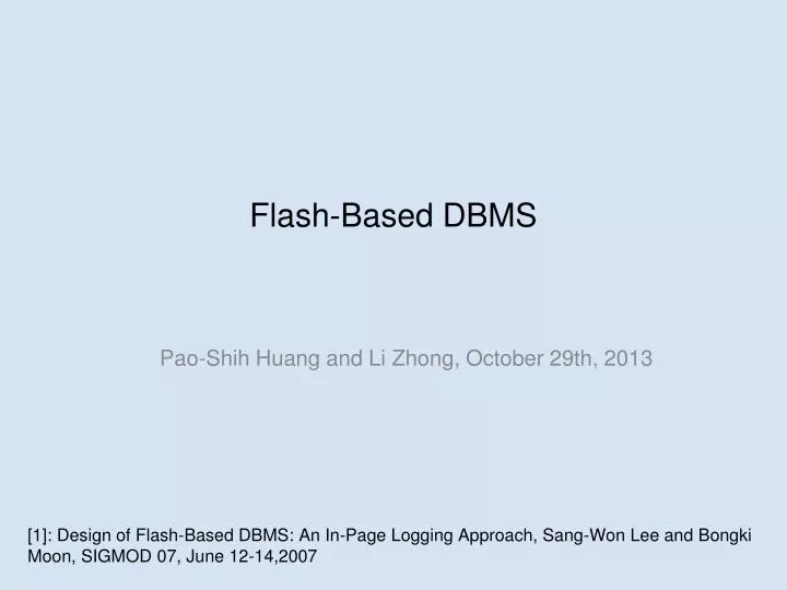 flash based dbms
