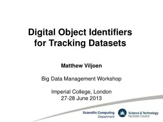 Digital Object Identifiers for T racking Datasets