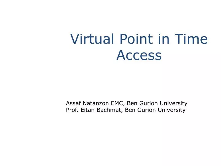 virtual point in time access