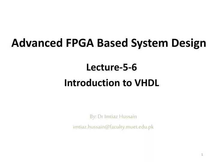 advanced fpga based system design
