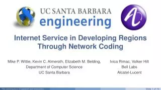 Internet Service in Developing Regions Through Network Coding