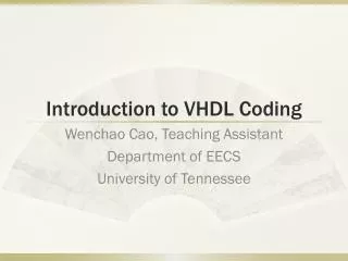 Introduction to VHDL Coding