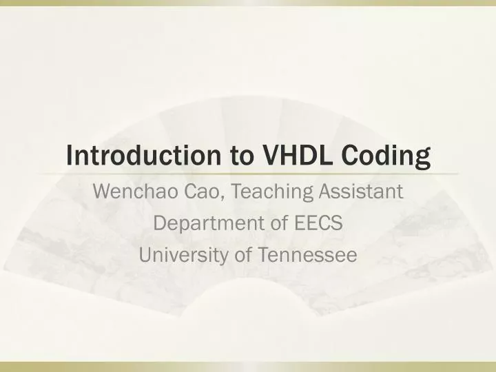 introduction to vhdl coding