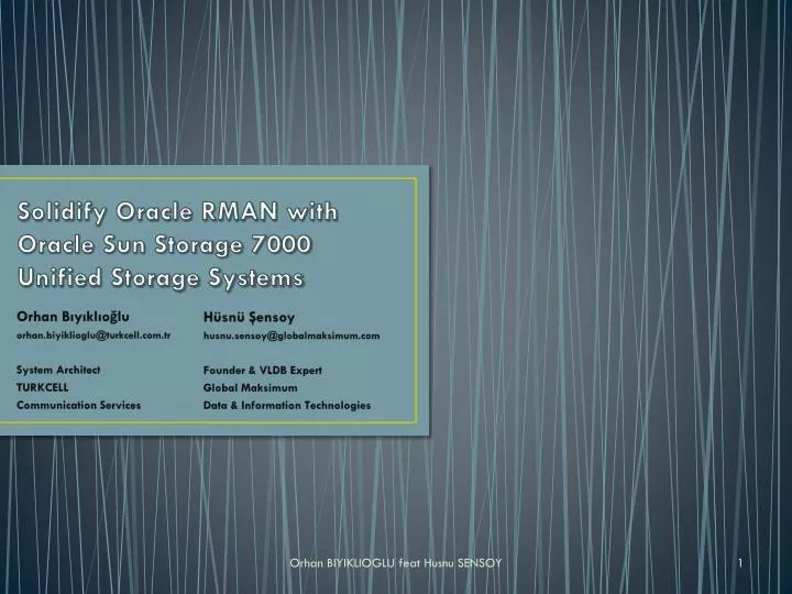 solidify oracle rman with oracle sun storage 7000 unified storage systems