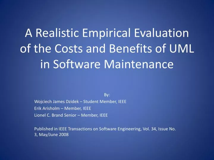 a realistic empirical evaluation of the costs and benefits of uml in software maintenance