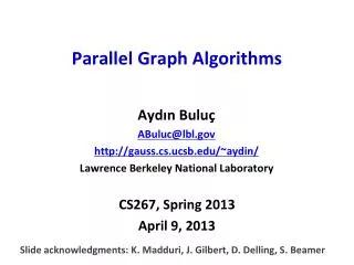 Parallel Graph Algorithms