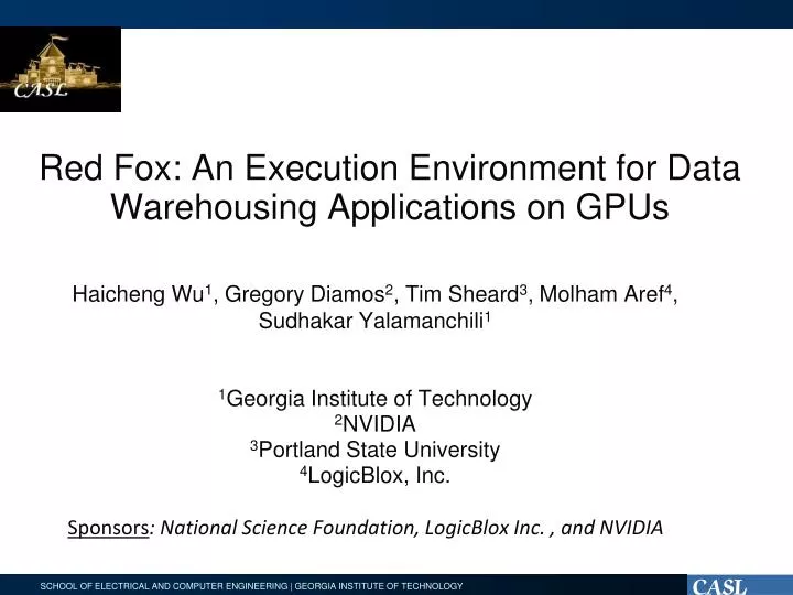 red fox an execution environment for data warehousing applications on gpus