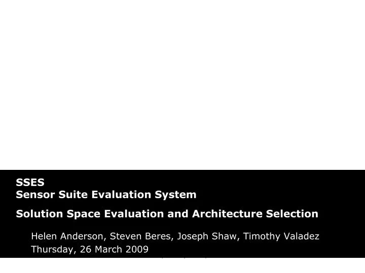 sses sensor suite evaluation system