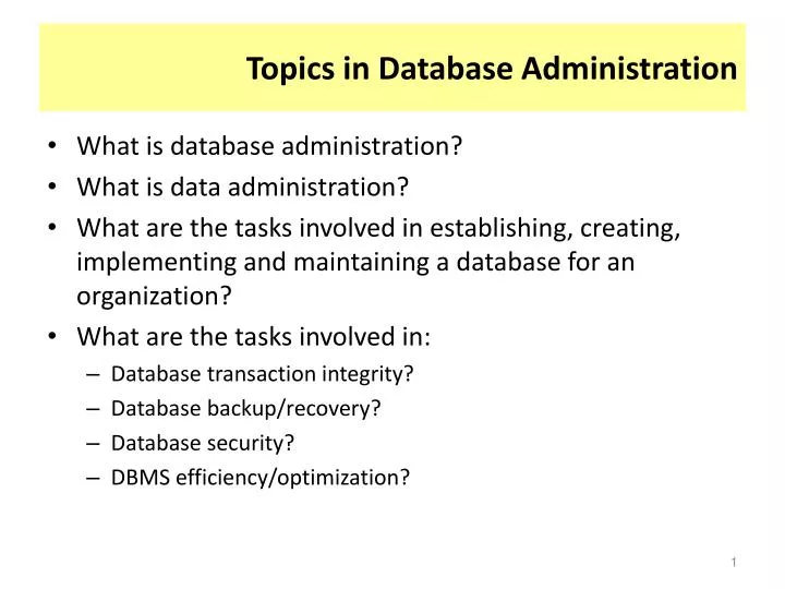 topics in database administration