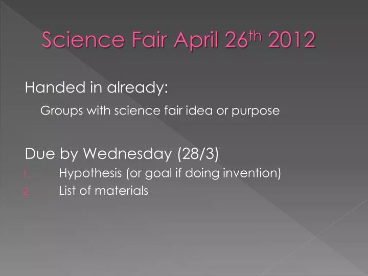 science fair april 26 th 2012