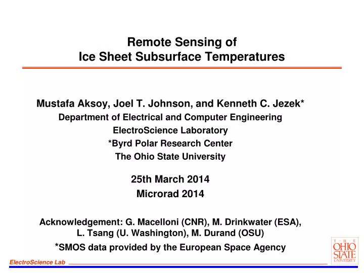 remote sensing of ice sheet subsurface temperatures