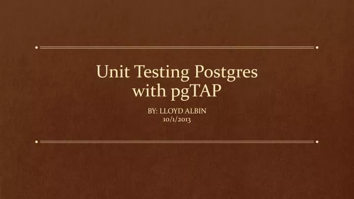 unit testing postgres with pgtap