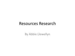 Resources Research