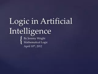 Logic in Artificial Intelligence