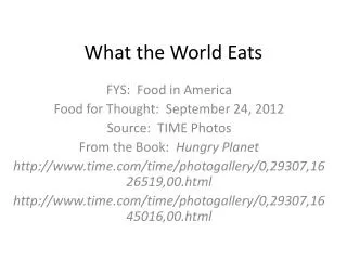 What the World Eats