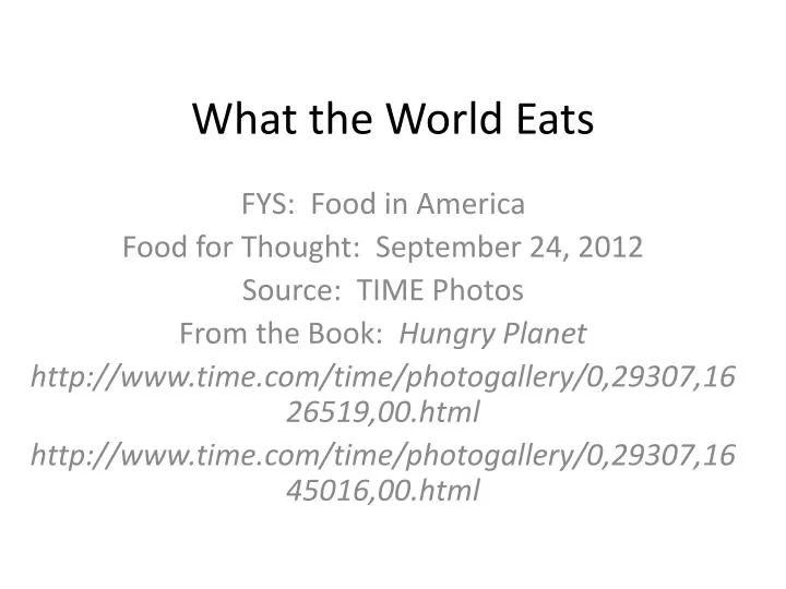 what the world eats