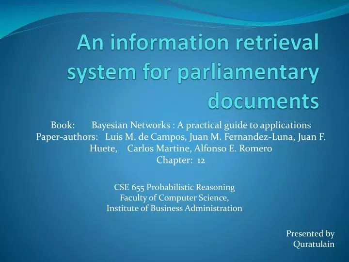 an information retrieval system for parliamentary documents