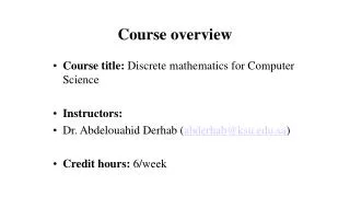 Course overview