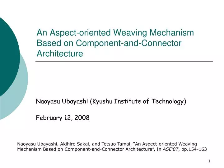 an aspect oriented weaving mechanism based on component and connector architecture