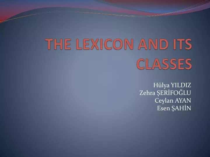 the lexicon and its classes