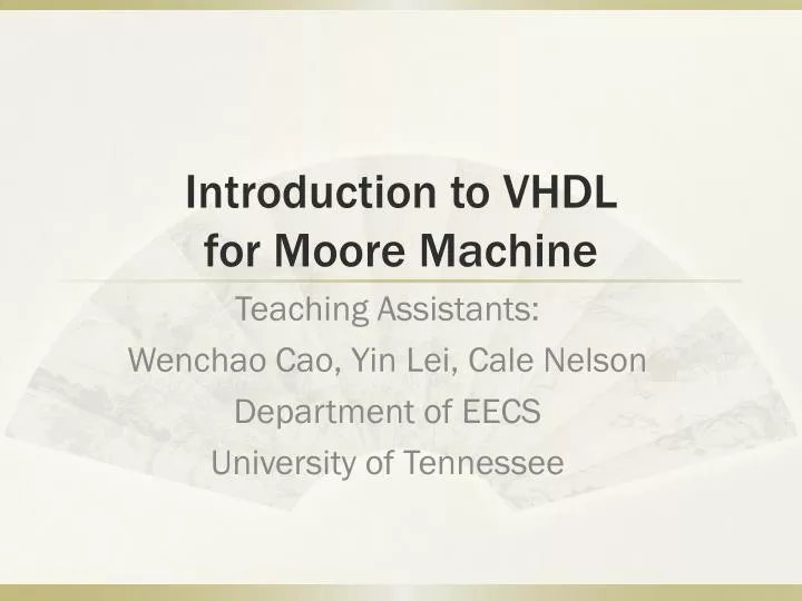 introduction to vhdl for moore machine