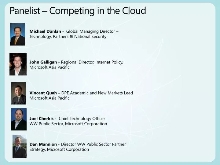 panelist competing in the cloud