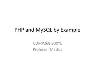 PHP and MySQL by Example