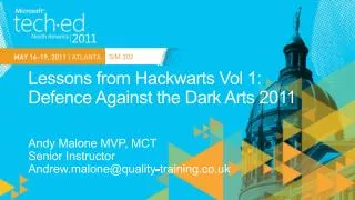 Lessons from Hackwarts Vol 1: Defence Against the Dark Arts 2011