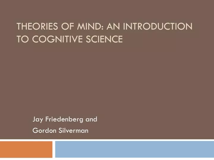 theories of mind an introduction to cognitive science