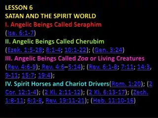 LESSON 6 SATAN AND THE SPIRIT WORLD I. Angelic Beings Called Seraphim ( Isa. 6:1-7 )