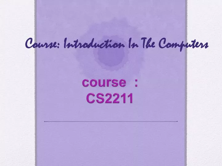 course introduction in the computers