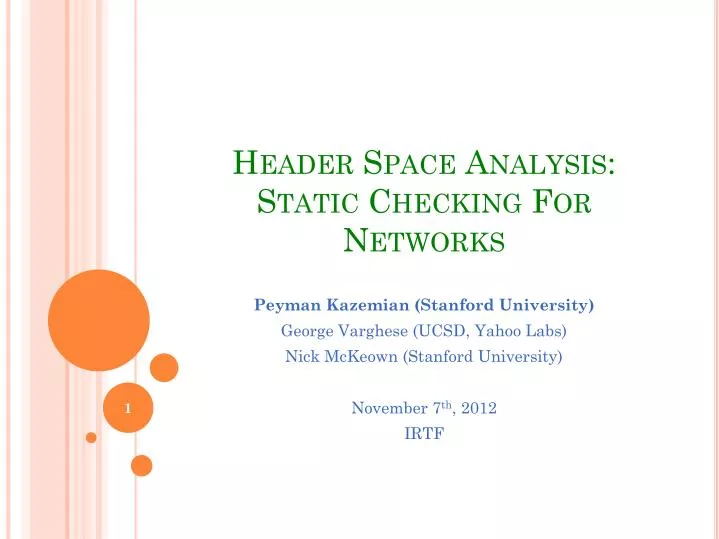 header space analysis static checking for networks