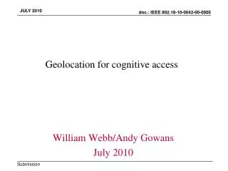 Geolocation for cognitive access