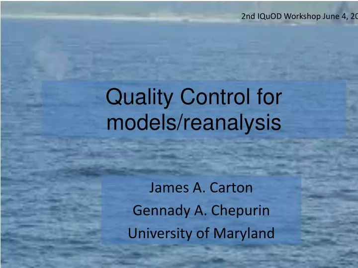 quality control for models reanalysis