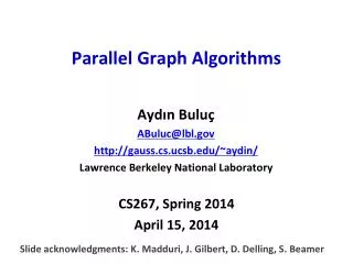 Parallel Graph Algorithms